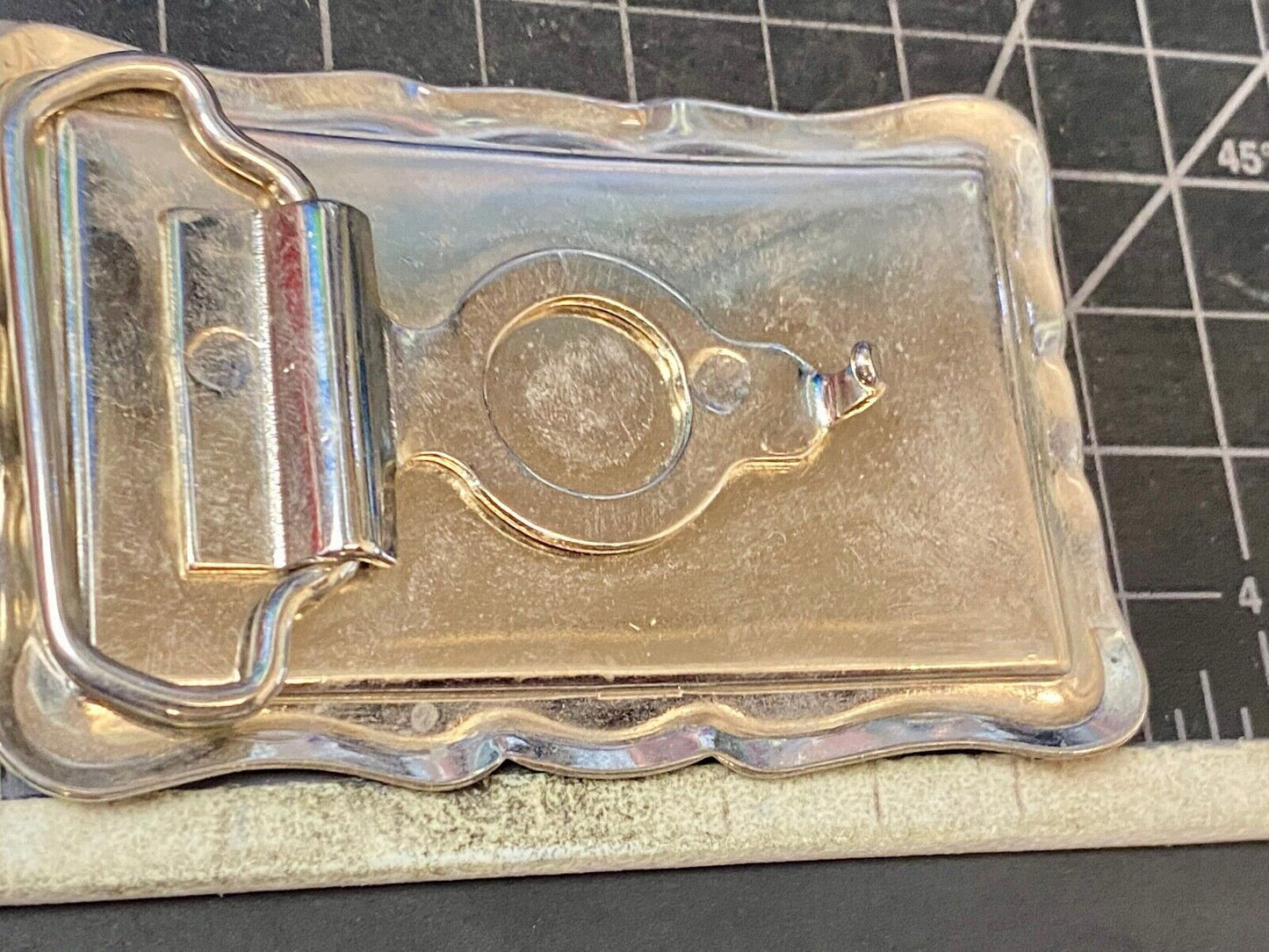Vintage Etched Star Swirl Burst Pattern Western Black & Silver Belt Buckle