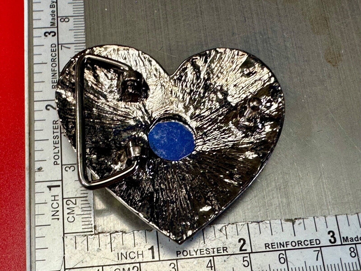Black Chunky HEART clear rhinestone boarder large Clear centerpiece belt buckle