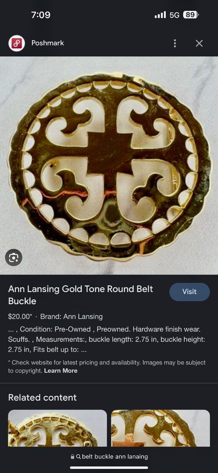 vintage Celtic pattern round cutout belt buckle by designer Ann Lansing