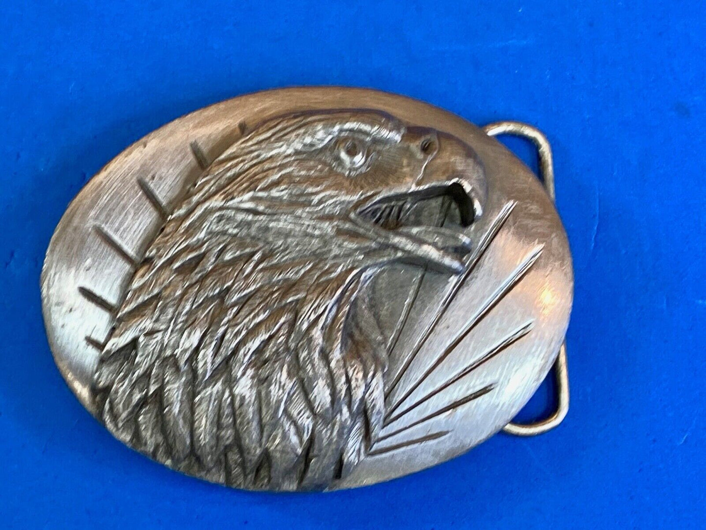 Vintage 1987 Western Eagle Flying High Hunting Wings Wide Belt Buckle Siskiyou