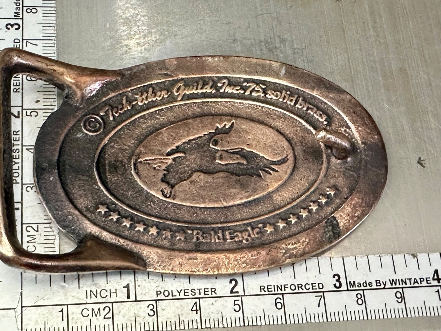Bald Eagle Vintage Tech Ether Guild Hippy Style Solid Brass Belt Buckle