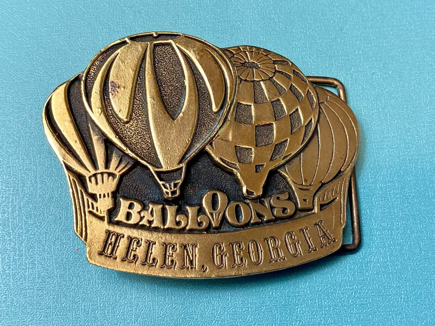 VINTAGE 70's HOT AIR Balloons Belt Buckle Helen Georgia Collectible Belt Buckle