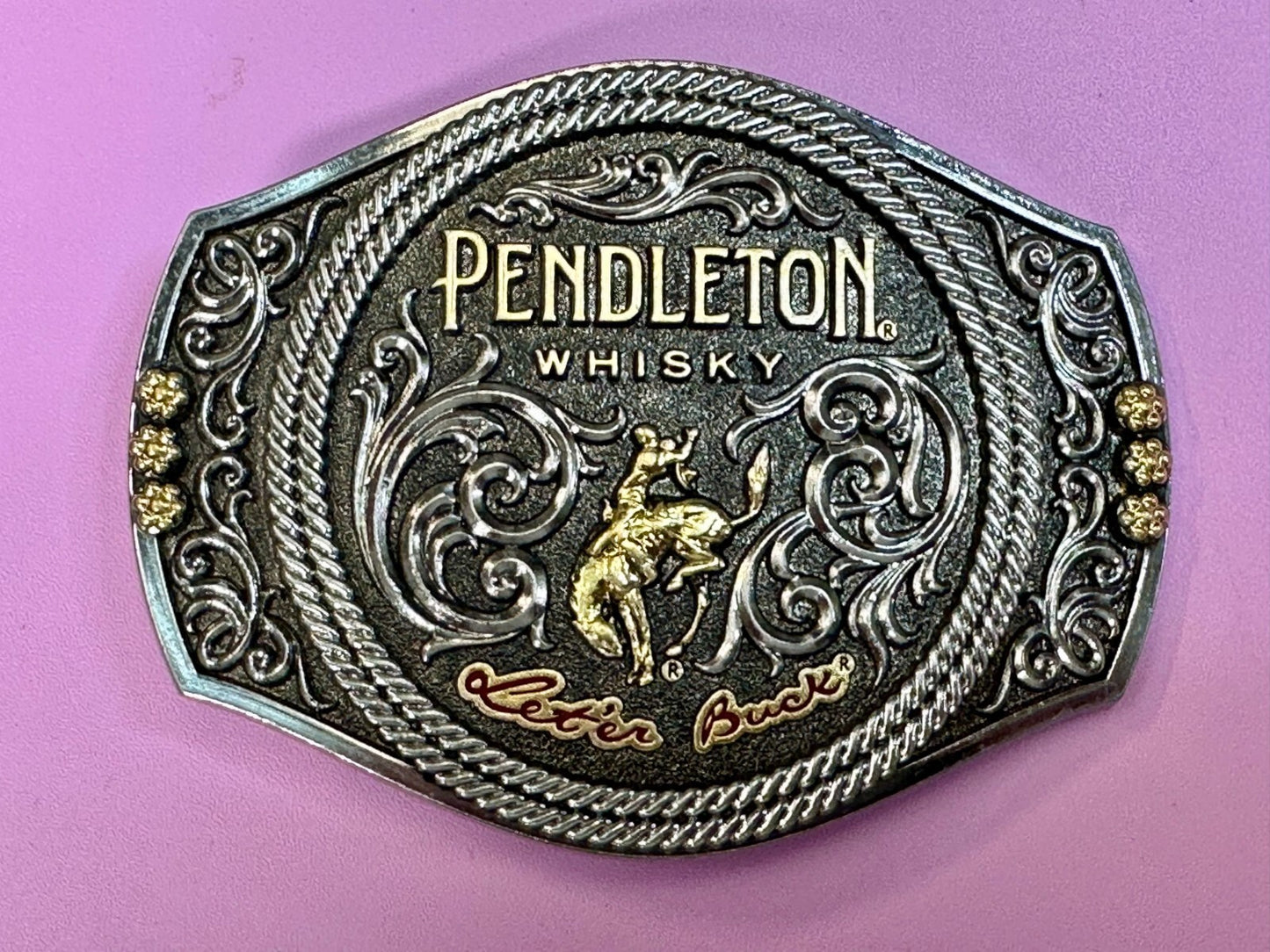 2021 Pendleton Whiskey Let'er Buck Rodeo Cowboy Montana Silversmiths Belt Buckle