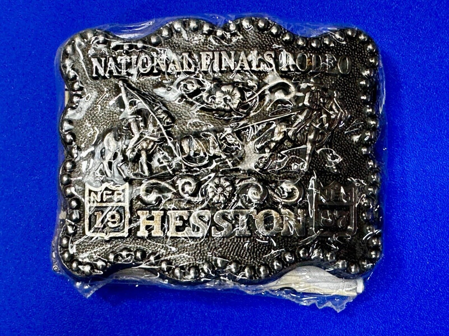 1987 Hesston National Finals Rodeo NFR Cowboys Youth Size NOS Belt Buckle