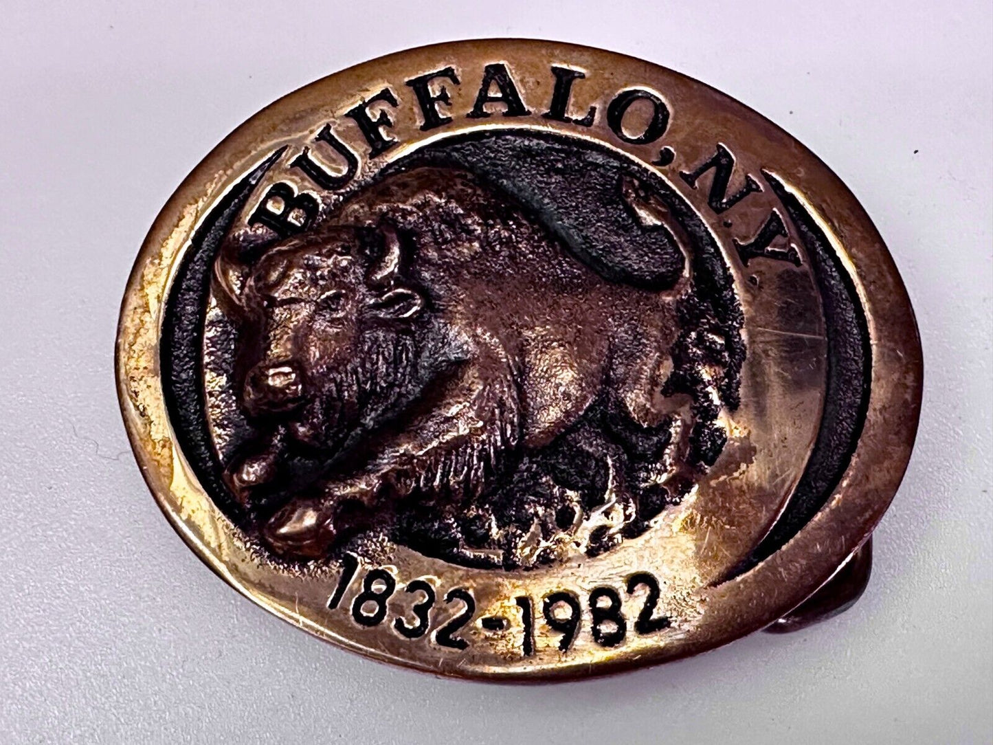 The Charging Buffalo NY State Solid Brass Belt Buckle by Heritage Mint