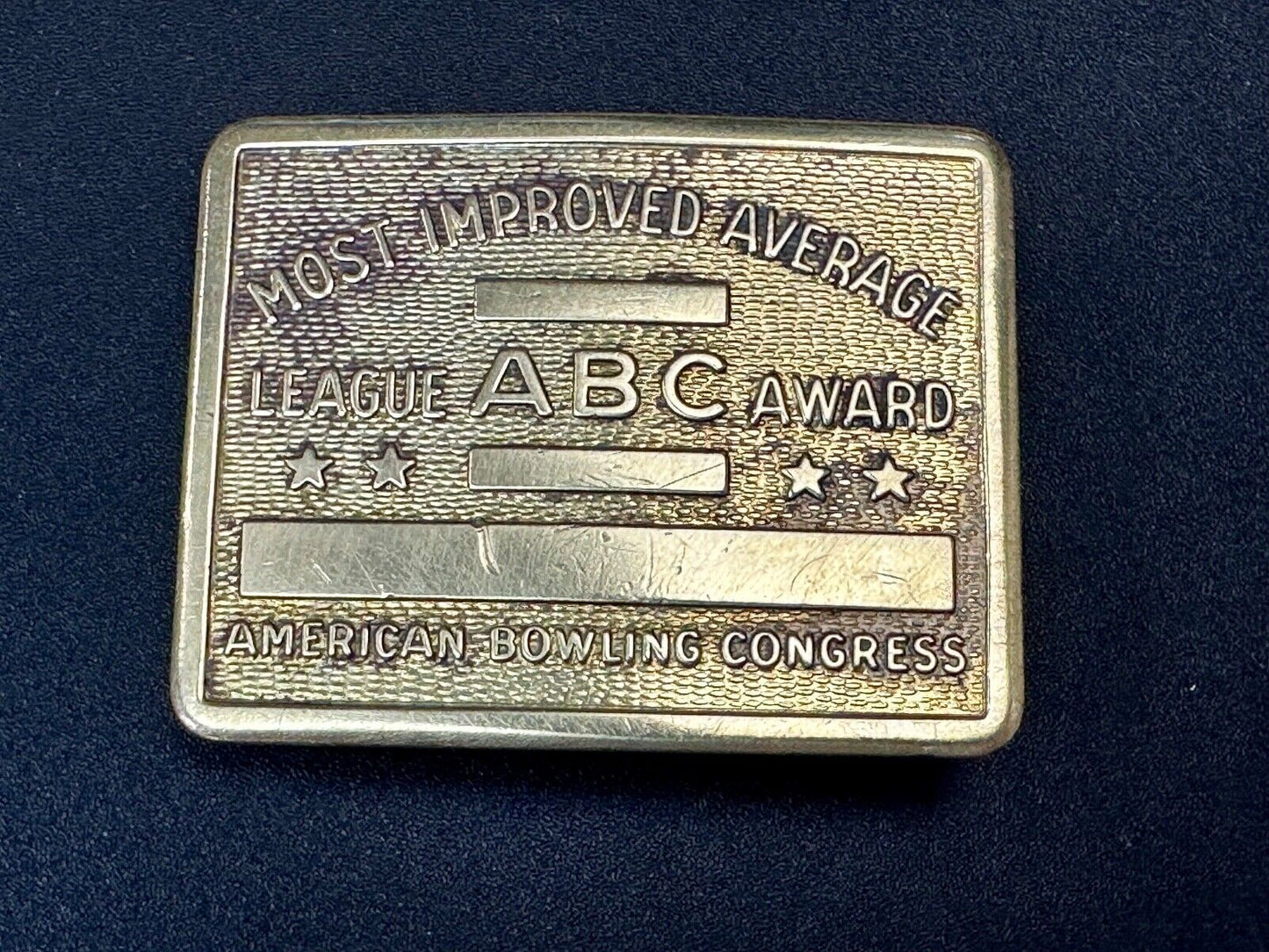 American Bowling Congress BLANK ENGRAVABLE Belt Buckle Most Improved Average