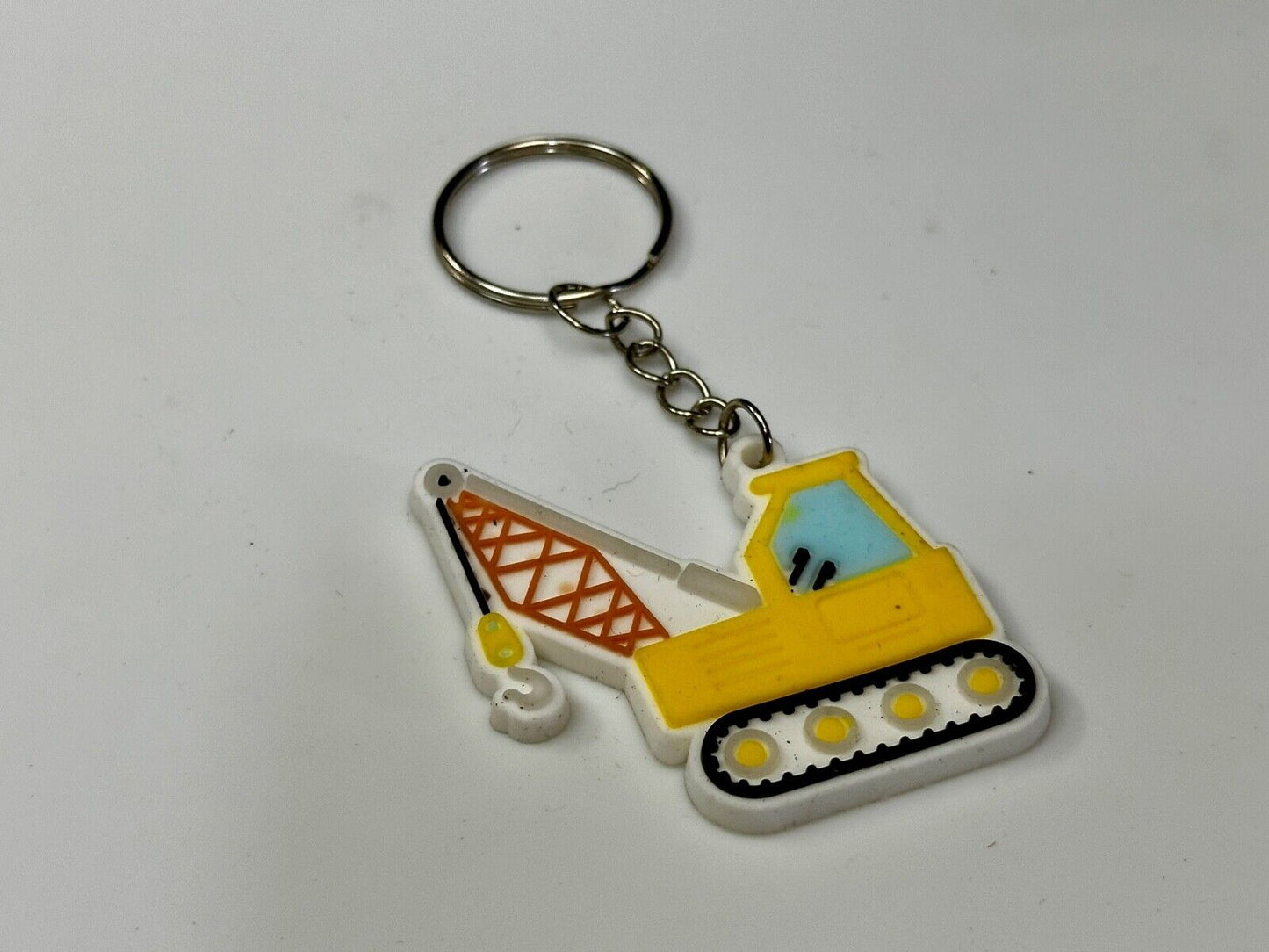 Toy Construction Crane Job Work Site Truck Keychain - Key Ring Chain