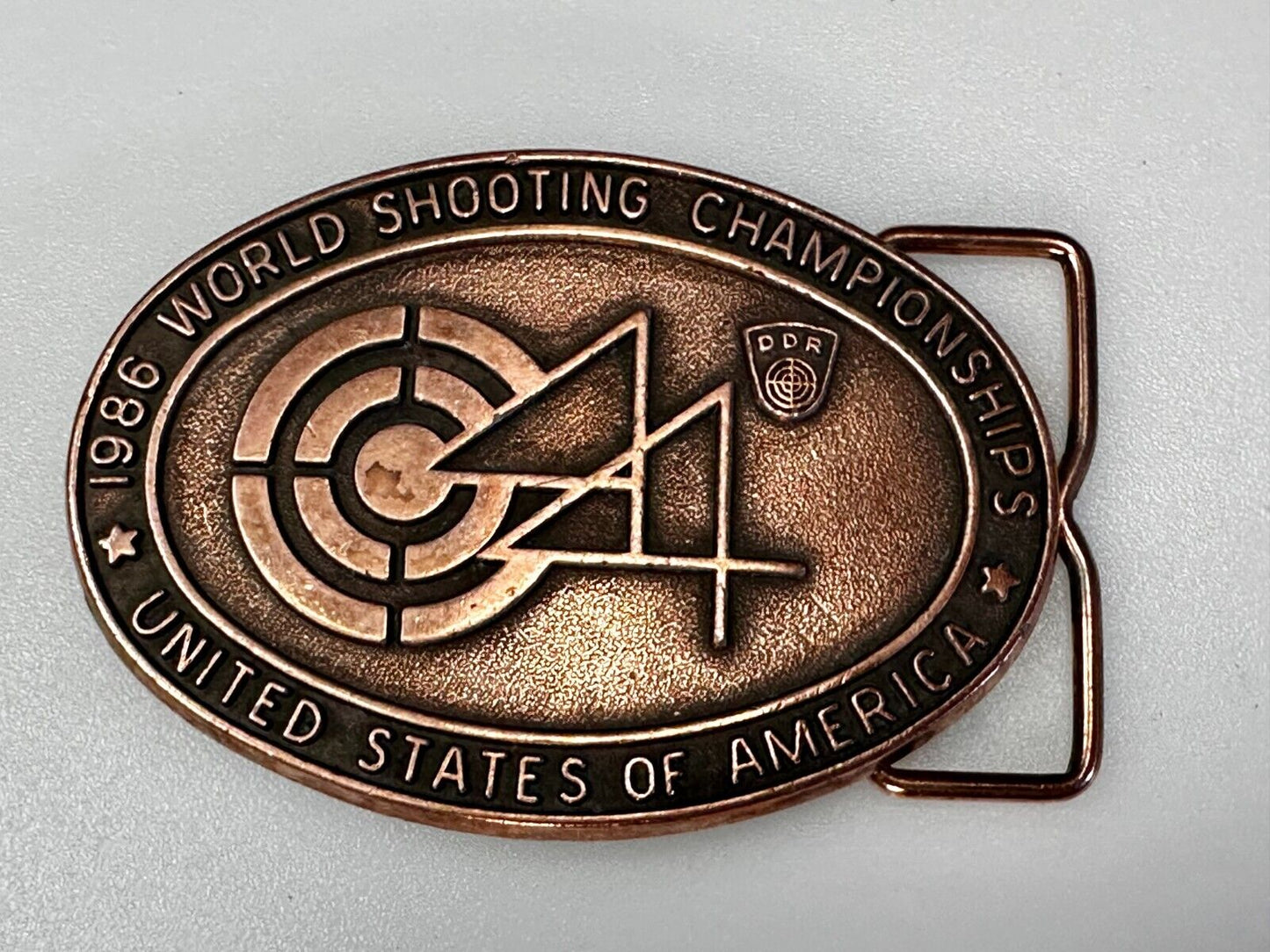 1986 World Shooting Championship Event United States of America Belt Buckle