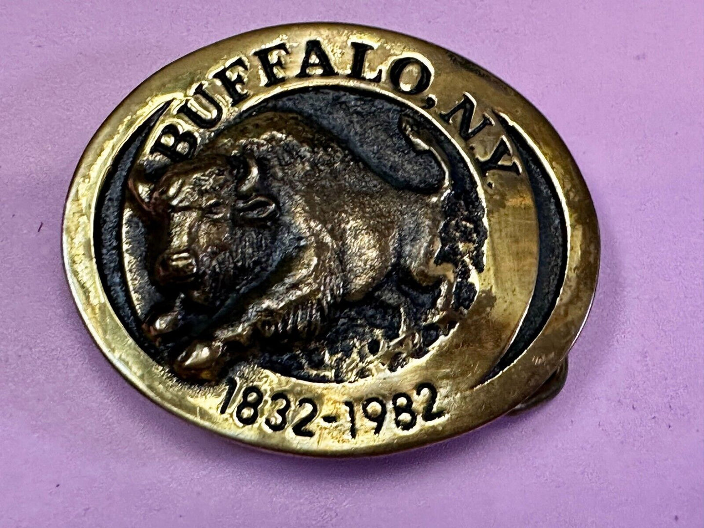 The Charging Buffalo NY State Solid Brass Belt Buckle by Heritage Mint