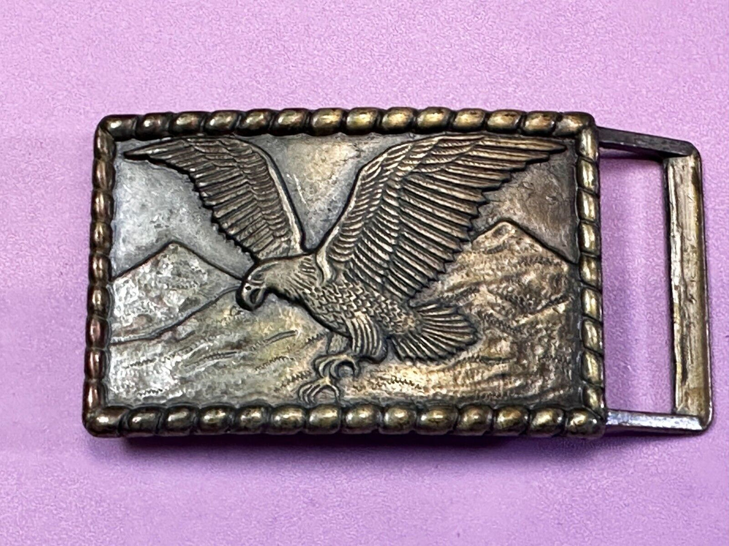 American Bald Eagle flying over majestic USA mountains Vintage Belt Buckle