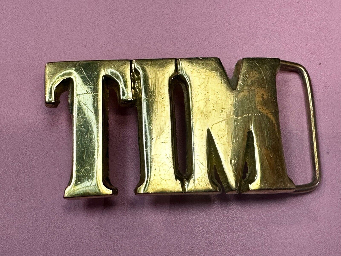 TIM Custom Name in cutout block letters solid brass belt buckle - Taiwan ROC