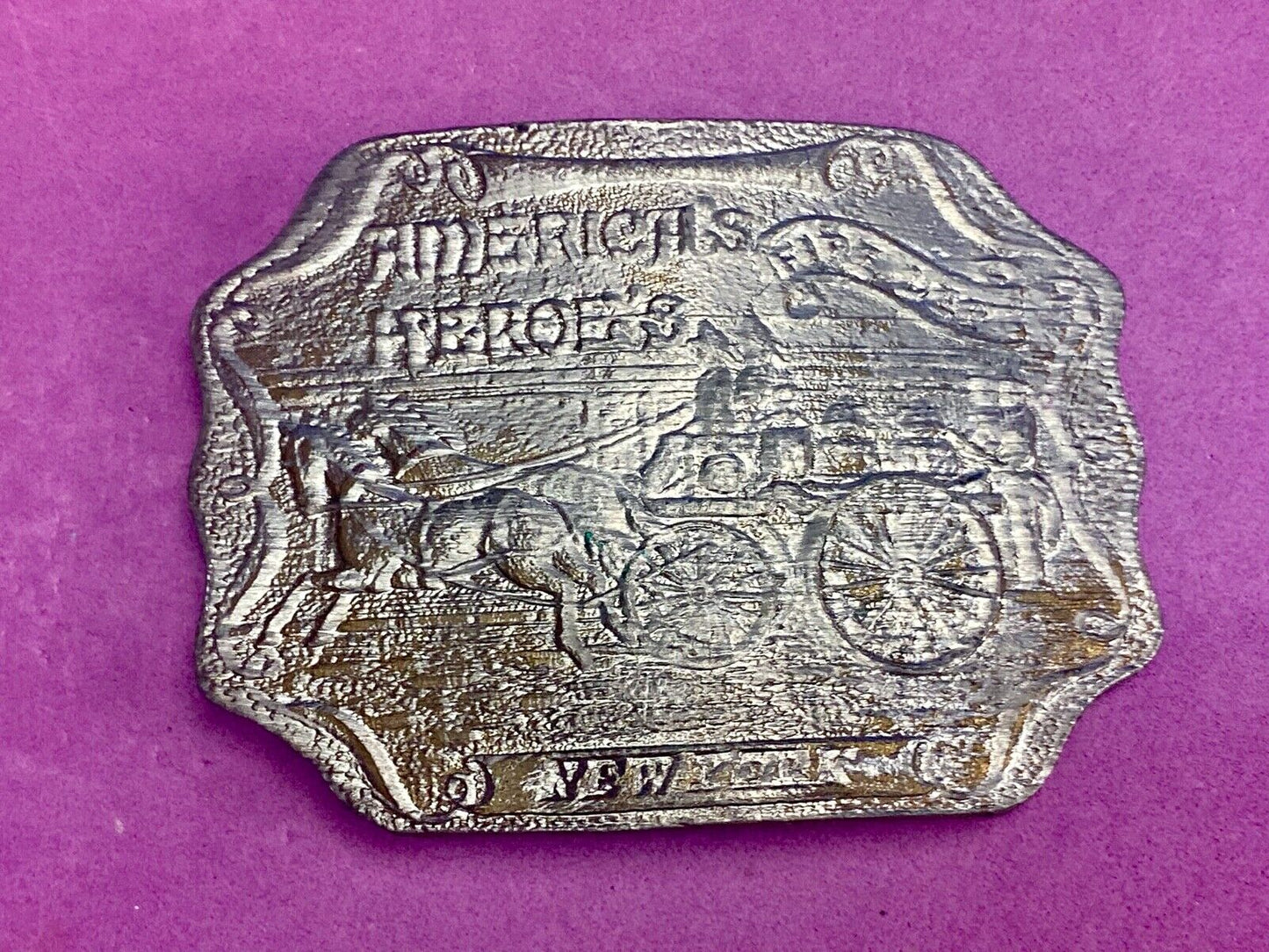 Vintage America's Heroes Fire Department Belt Buckle New York