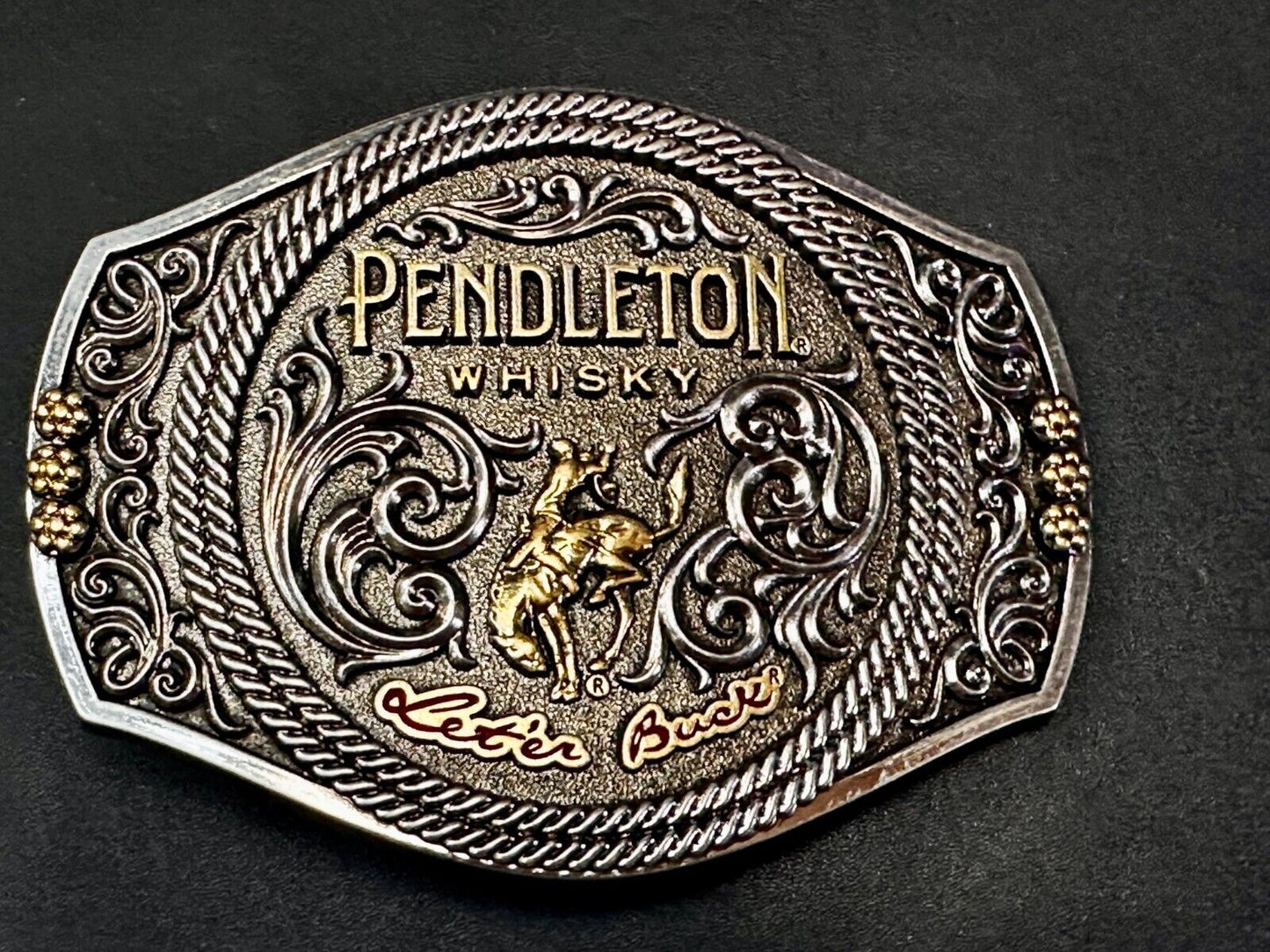 2021 Pendleton Whiskey Let'er Buck Rodeo Cowboy Montana Silversmiths Belt Buckle
