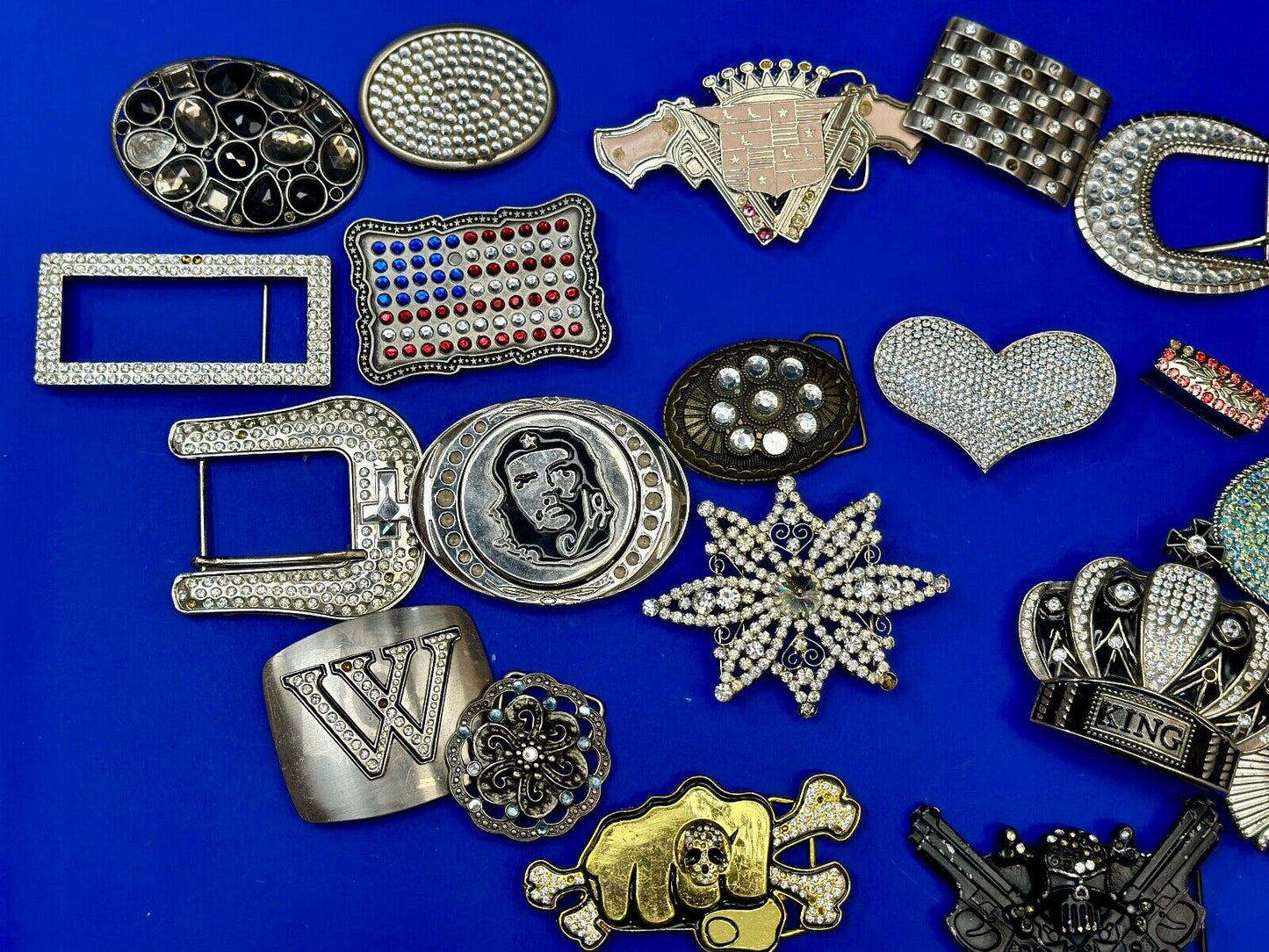 21 Bulk Lot Junk Drawer Grab Bag of REPAIR Belt Buckle - Missing Rhinestone's