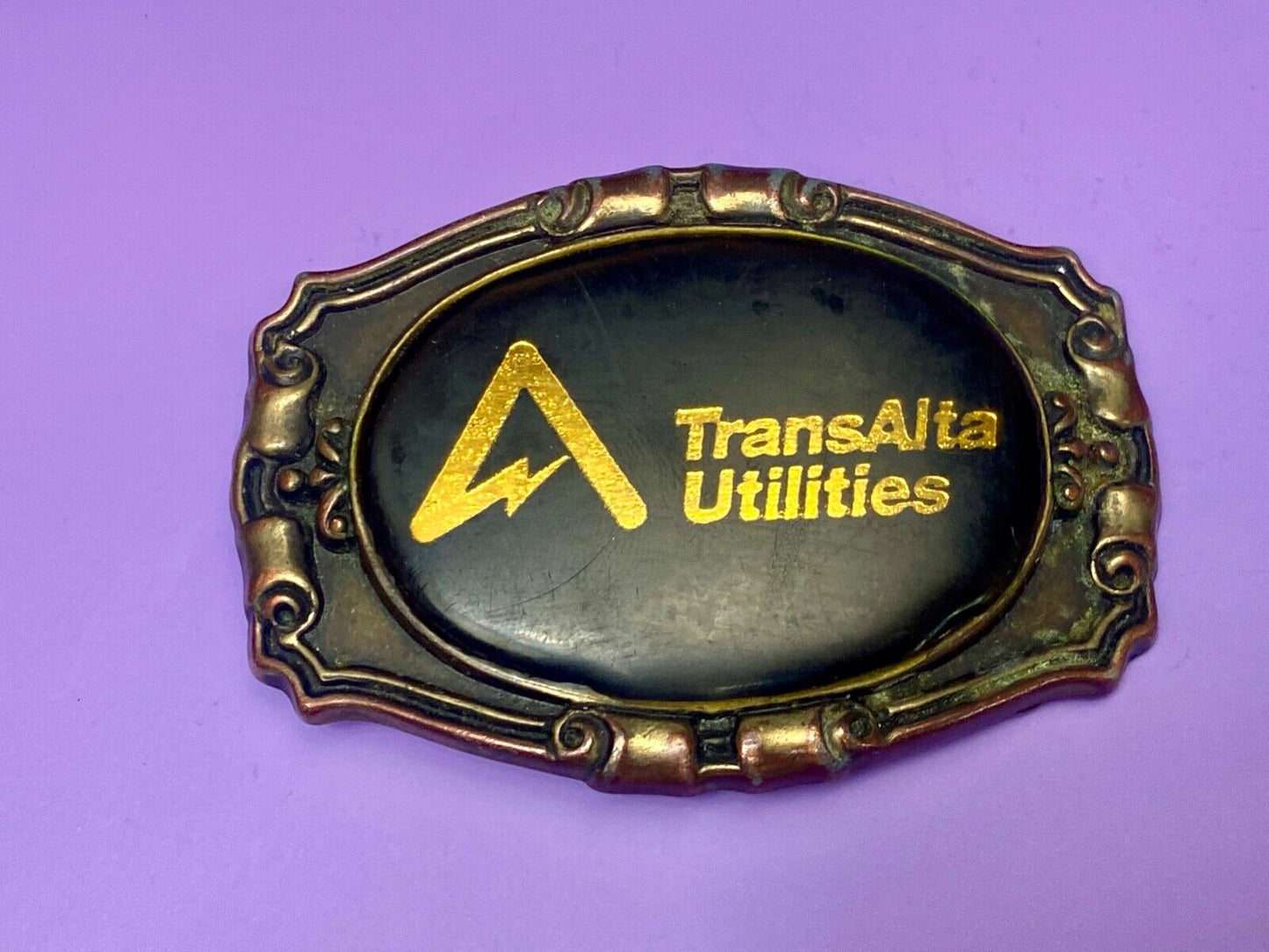 Trans Alta Utilities company western framed shipping co belt buckle