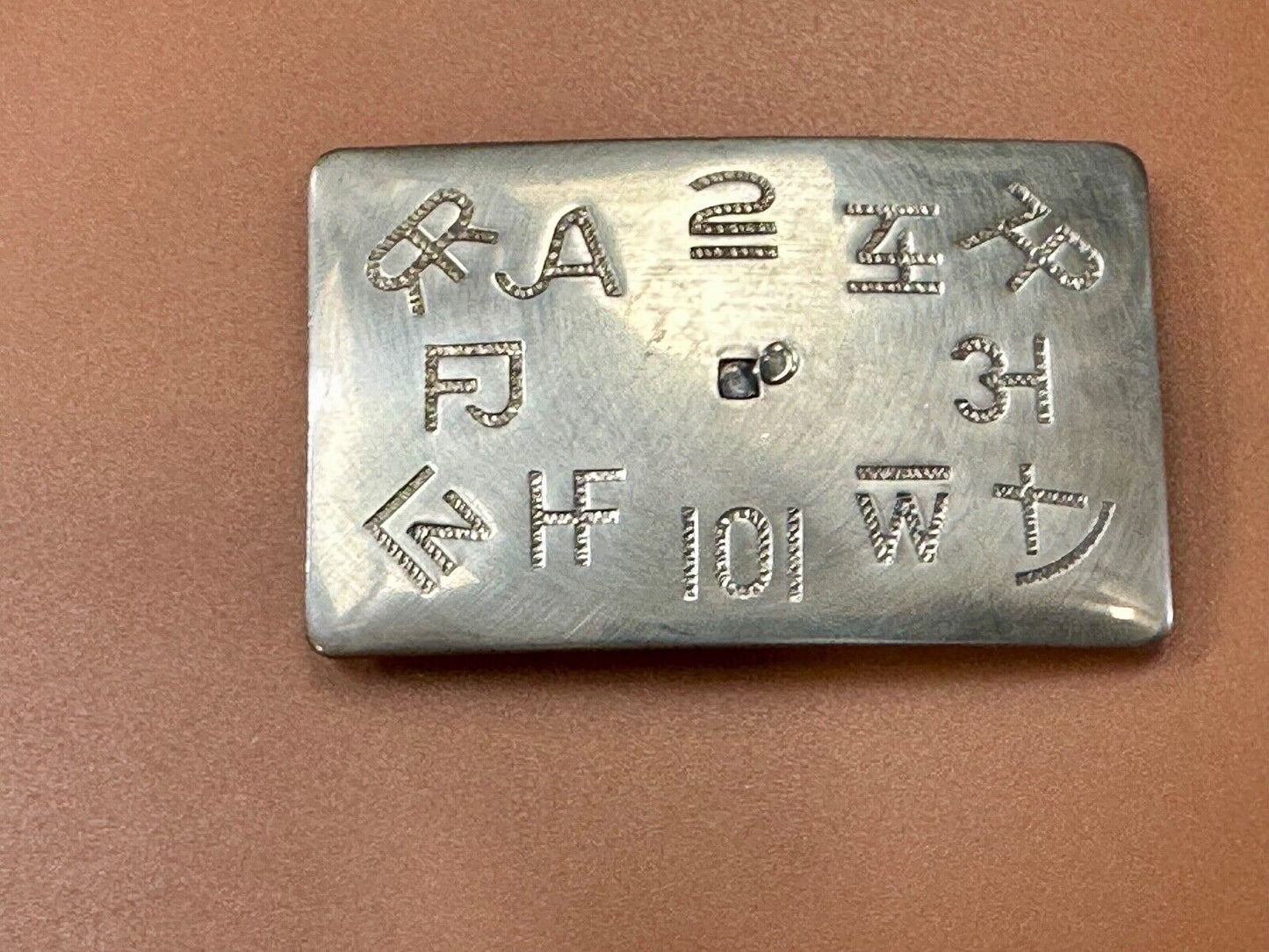 Vintage Chambers cattle branding symbols belt buckle - no center