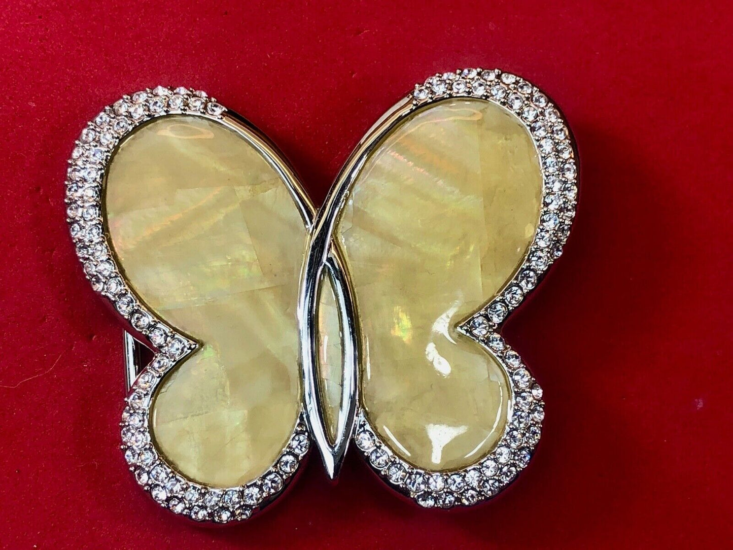 Adorable yellow figural Women's butterfly Belt Buckle w/ rhinestone accents