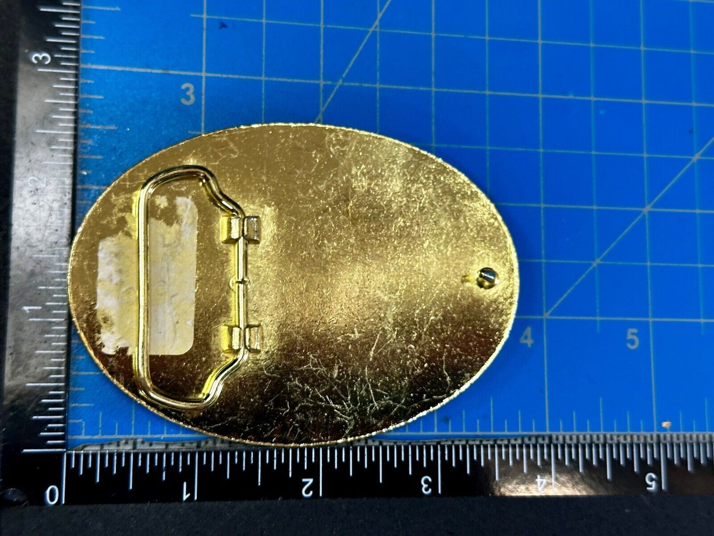The Great State of Texas Star & Flag western USA made Gold & Black Belt Buckle