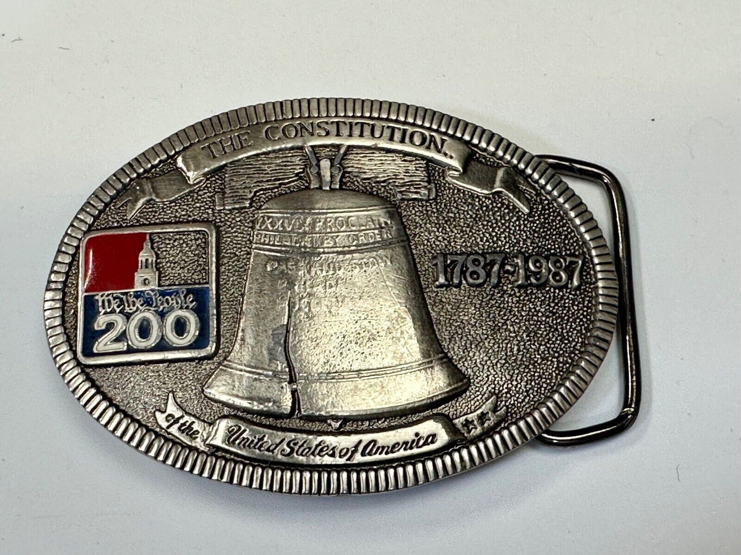 USA 200 year Celebration of the constitution Patriotic Liberty bell belt buckle