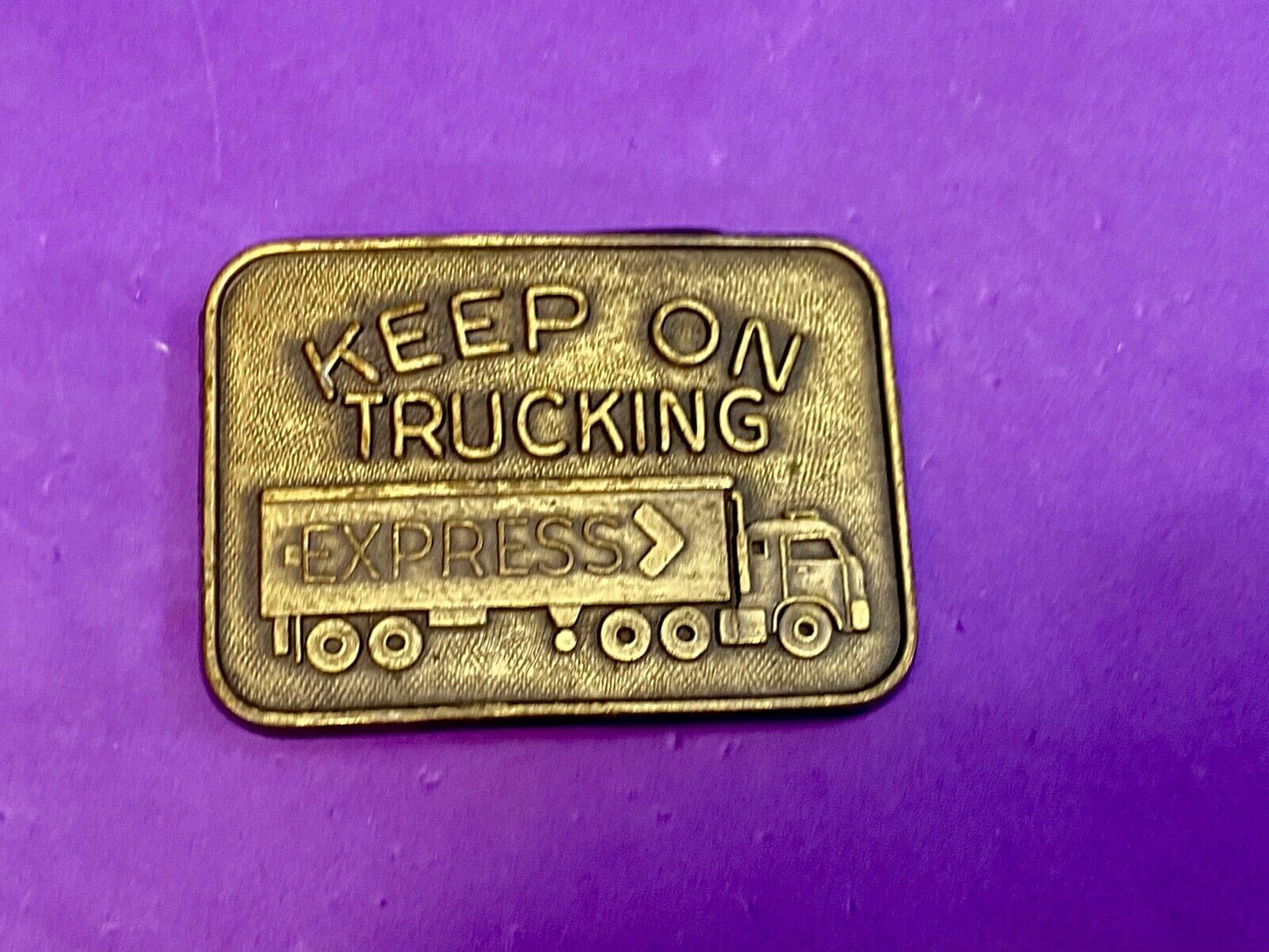 Vintage Keep On Truckin Express Driver Semi-Truck Big Rig Belt Buckle