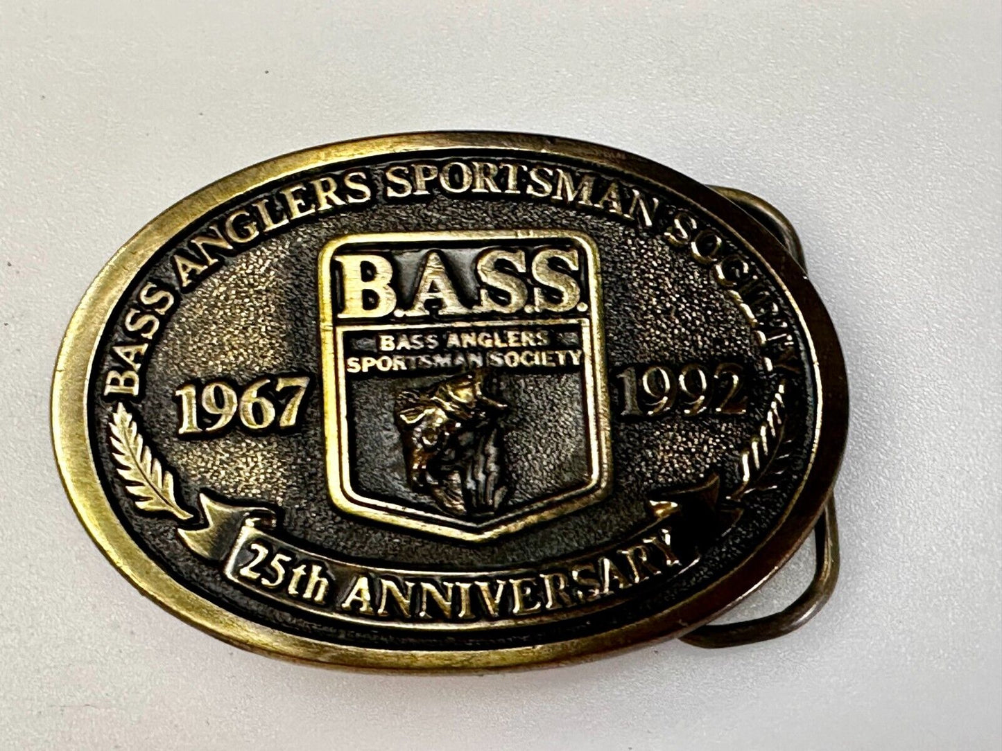 1992 Bass Anglers Sportsman Society Club 25th Anniversary Fishing Belt Buckle