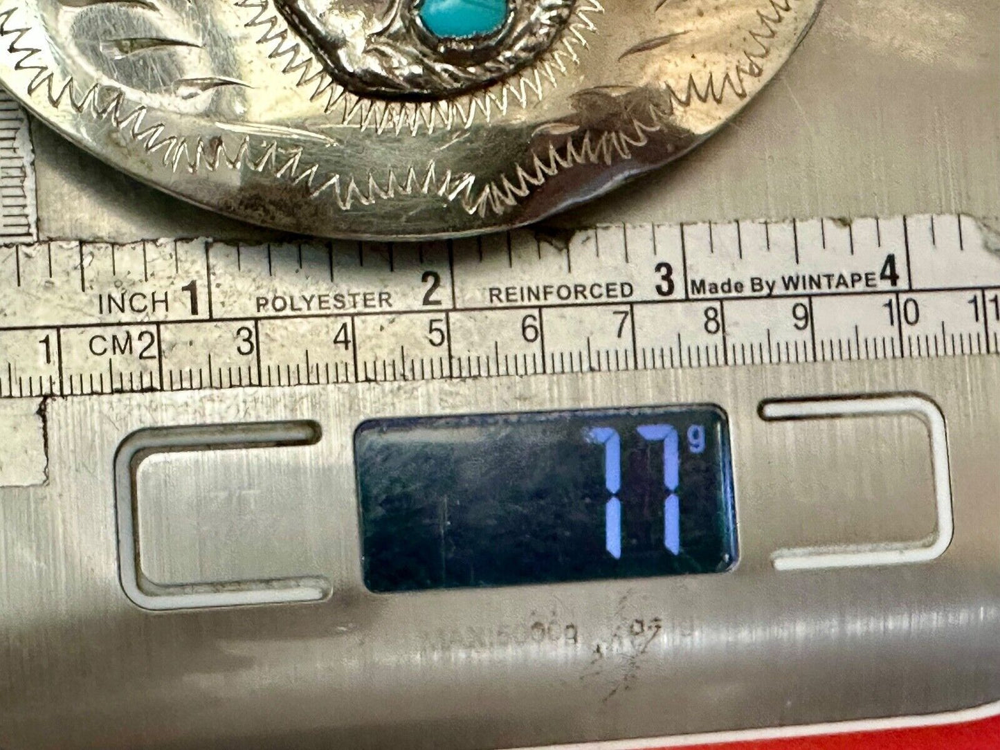 Artisan Native American Indian Bust Belt Buckle Faux Turquoise & coral accents