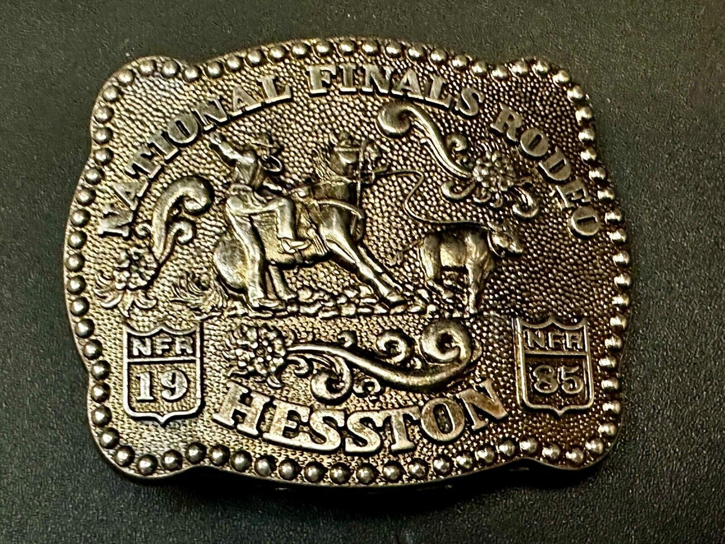 1985 NFR National Finals Rodeo Youth Size Hesston Commemorative Belt Buckle