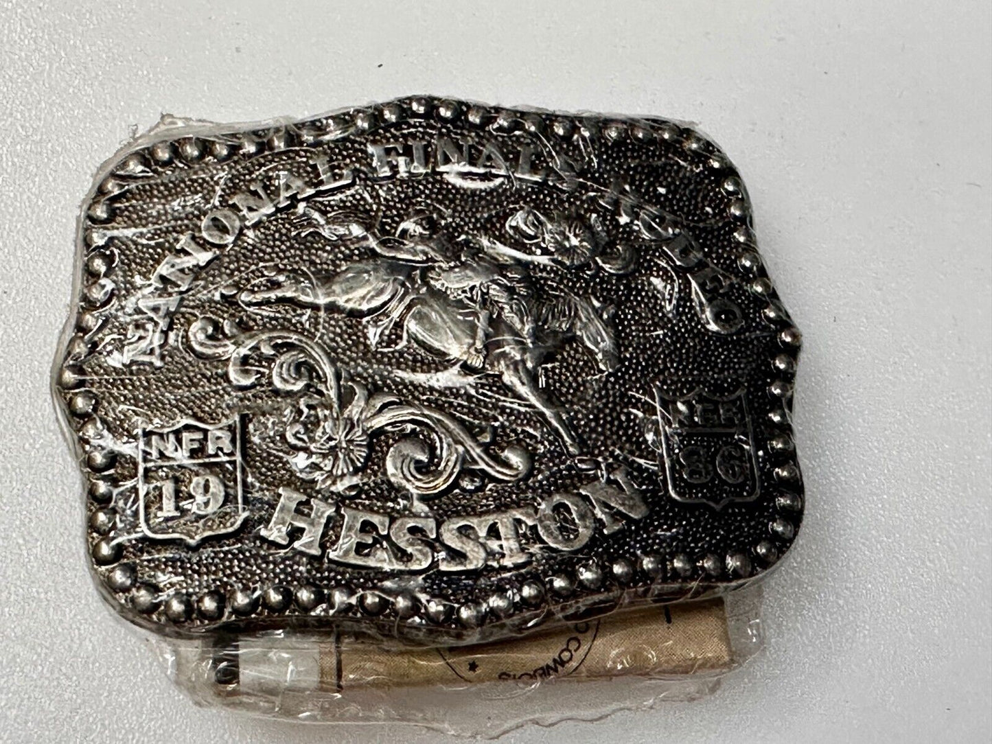 1986 Hesston National Finals Rodeo NFR Cowboys Youth Size NOS Belt Buckle