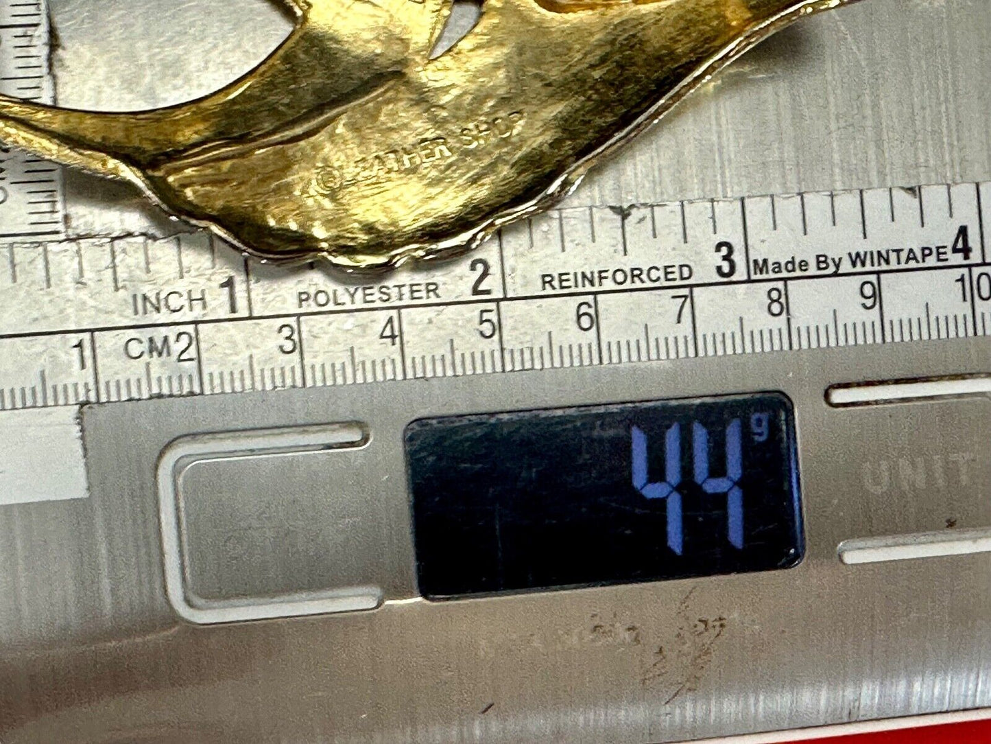 Abstract Art - Wings gold tone belt buckle signed Leather shop