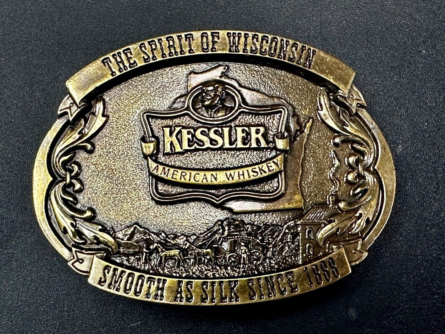 The Spirit of Wisconsin - KESSLER American Whiskey Belt Buckle Smooth As Silk