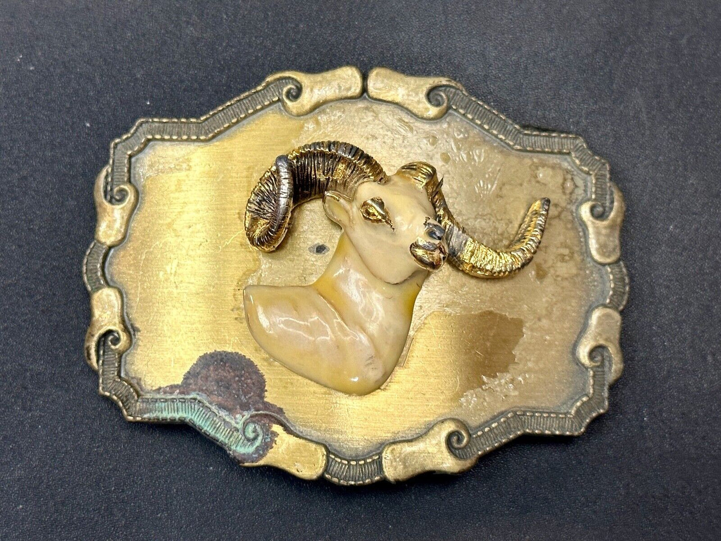 The Ram - Vintage Raintree Jewelry Company western framed Belt Buckle