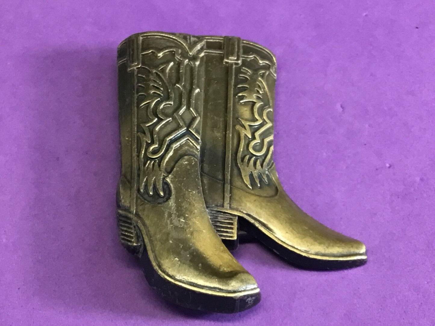 Vintage 3" Tall Cowpoke ( Cowboy/Cowgirl) Boots Brass Belt Buckle Complete NICE