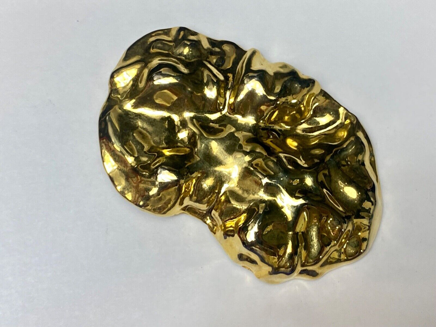 Vintage chunky gold tone crinkle pattern 4" wide scarf slide