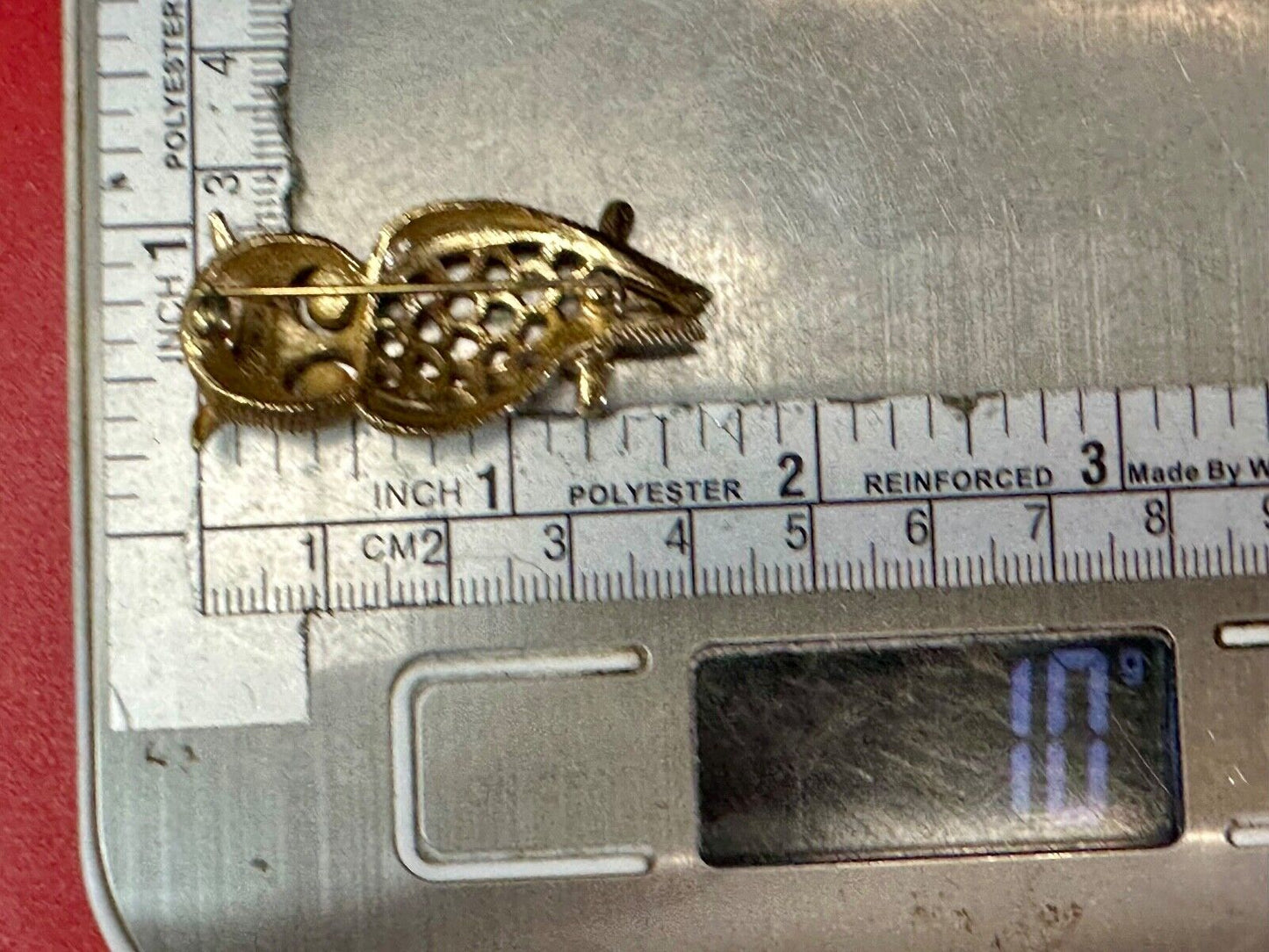 Avon Perched Owl Brooch Gold Tone Red Eyed Owl Pin