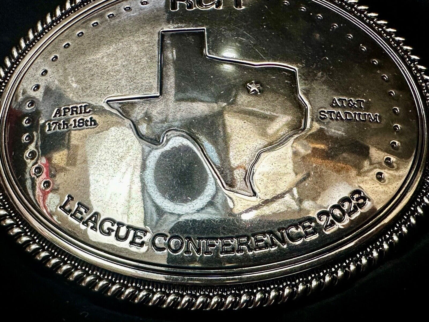 Texas RUN April 17th - 18th. AT&T Stadium League Conference 2023 Belt Buckle
