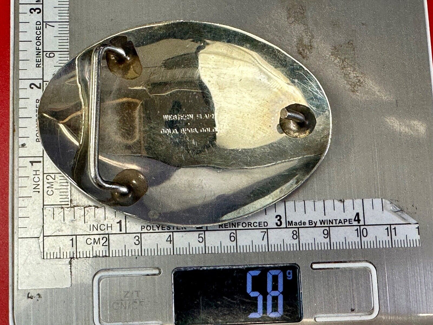 Beautiful Western Flair 3.5" wide engraved oval belt buckle