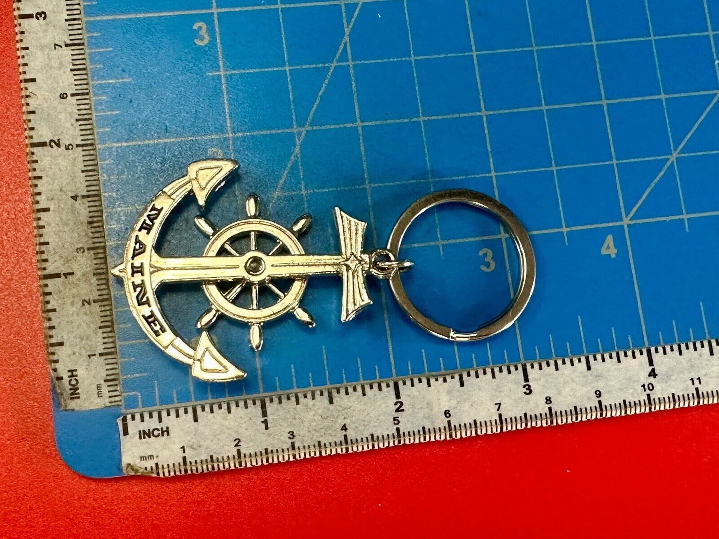The great State of Maine Nautical Boat Anchor Wheel Keychain - Key Ring Chain
