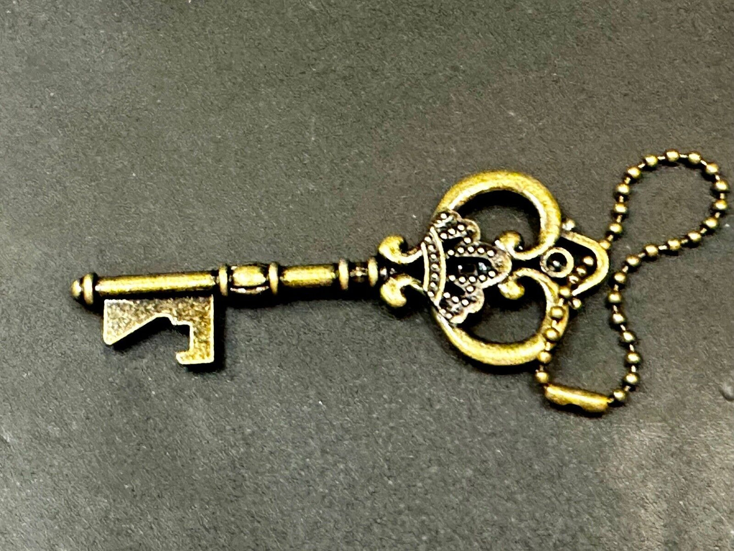 3" Skeleton Key Pendant Antiqued Bronze Keychain, Key Chain Ring Souvenir
