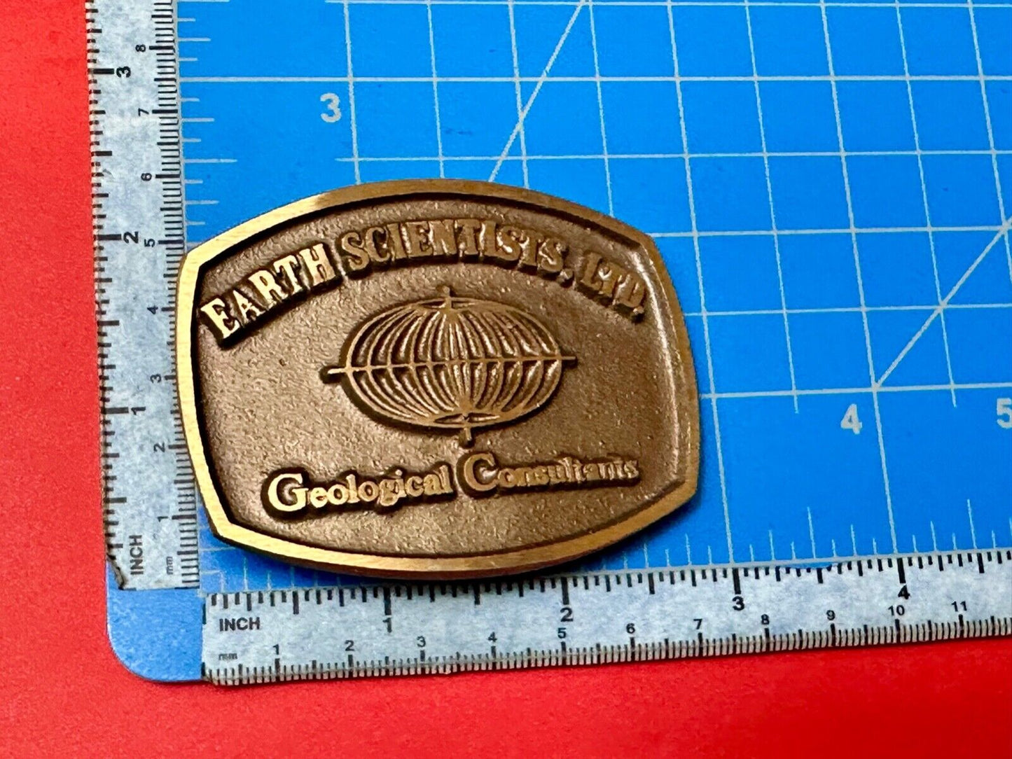Vintage Earth Scientists LTD 0 Geological Consultants advertising belt buckle