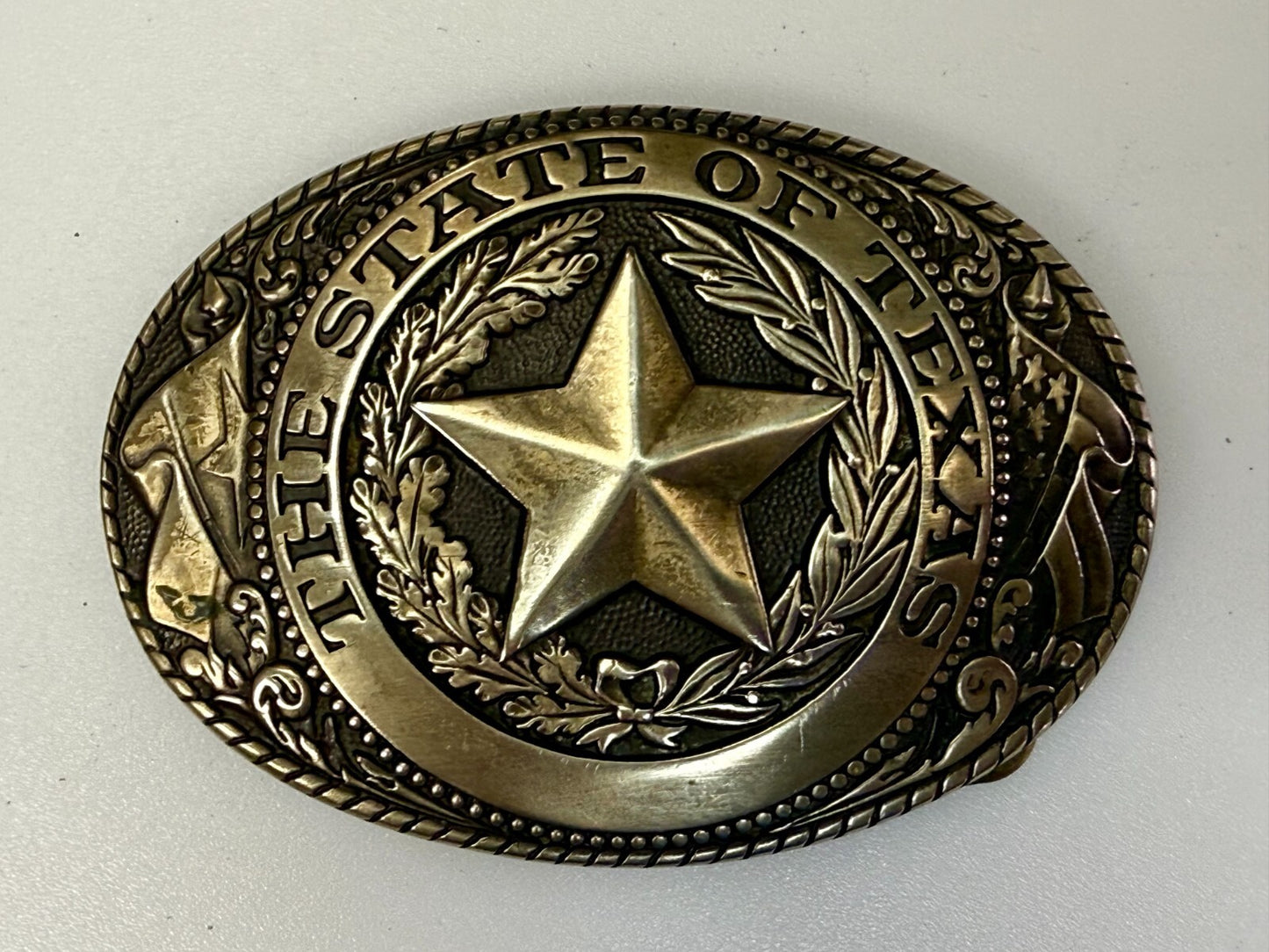 Texas Lone Star State Vintage Statehood Series Solid Brass Tony Lama Belt Buckle