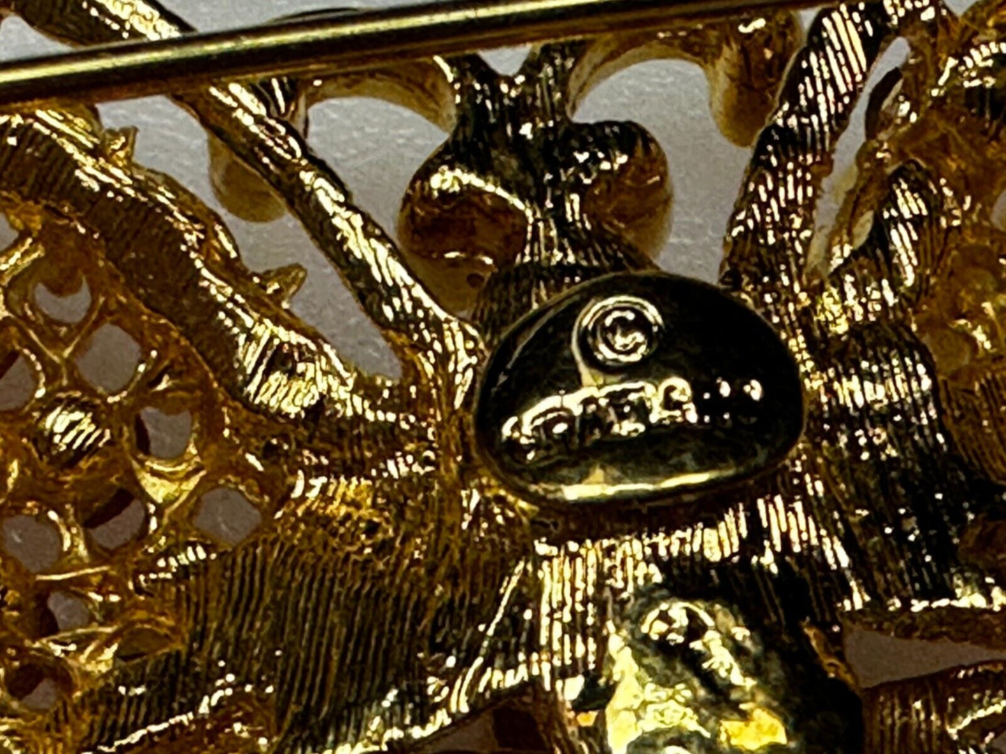 Aurora Borealis Butterfly Jeweled Insect Figural Brooch Pin Signed By Graziano