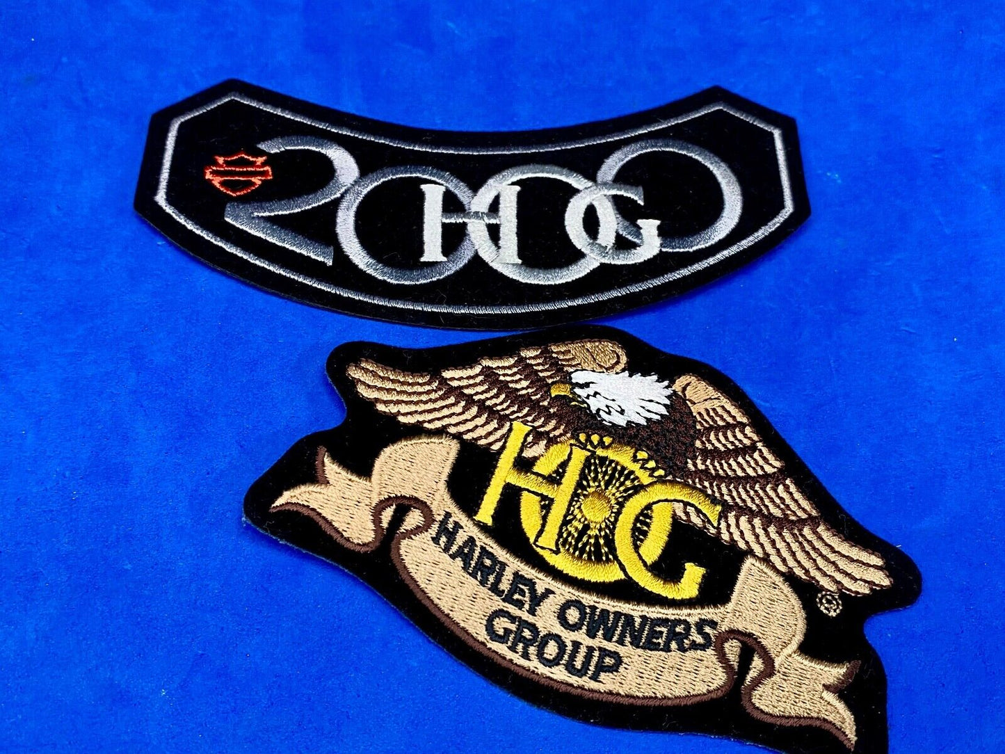 2 LOT Harley Davidson Owners Group HOG Jacket Vest Wings Patch Year 2000