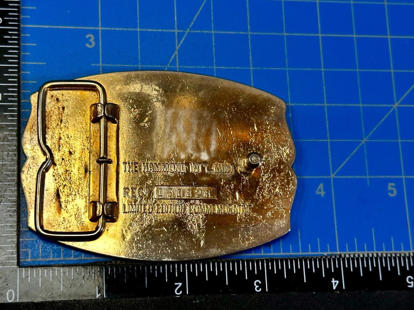 USA France Lady Liberty Statue Commemorative two tone Hammond Mint Belt Buckle