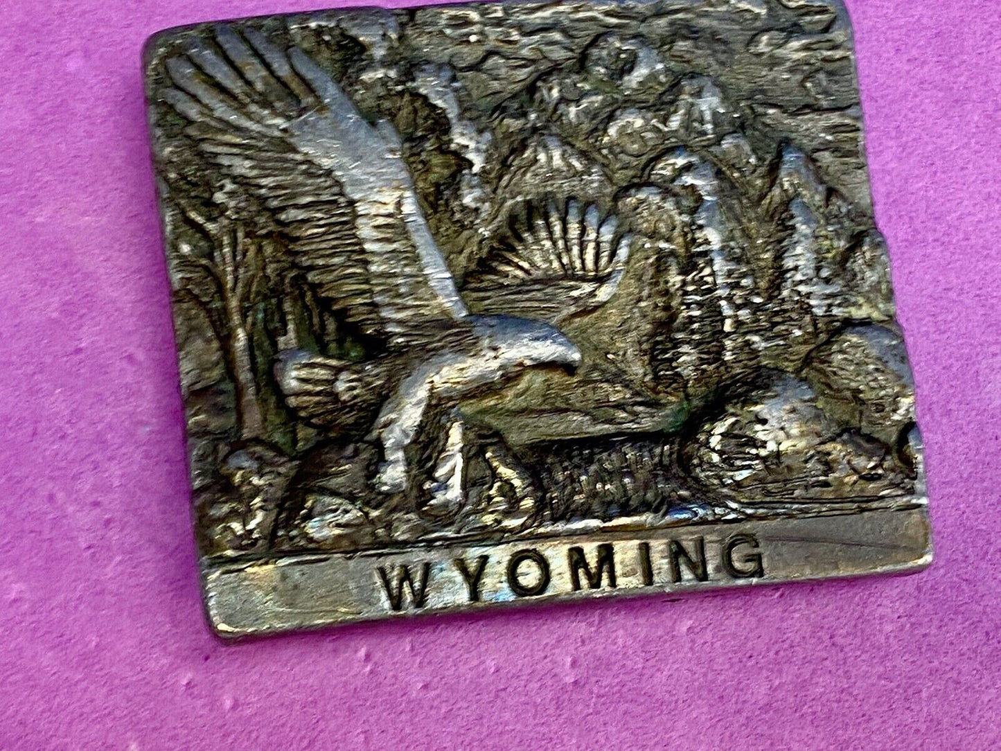 Vintage 1979 belt buckle - The state of Wyoming by Spec-Cast