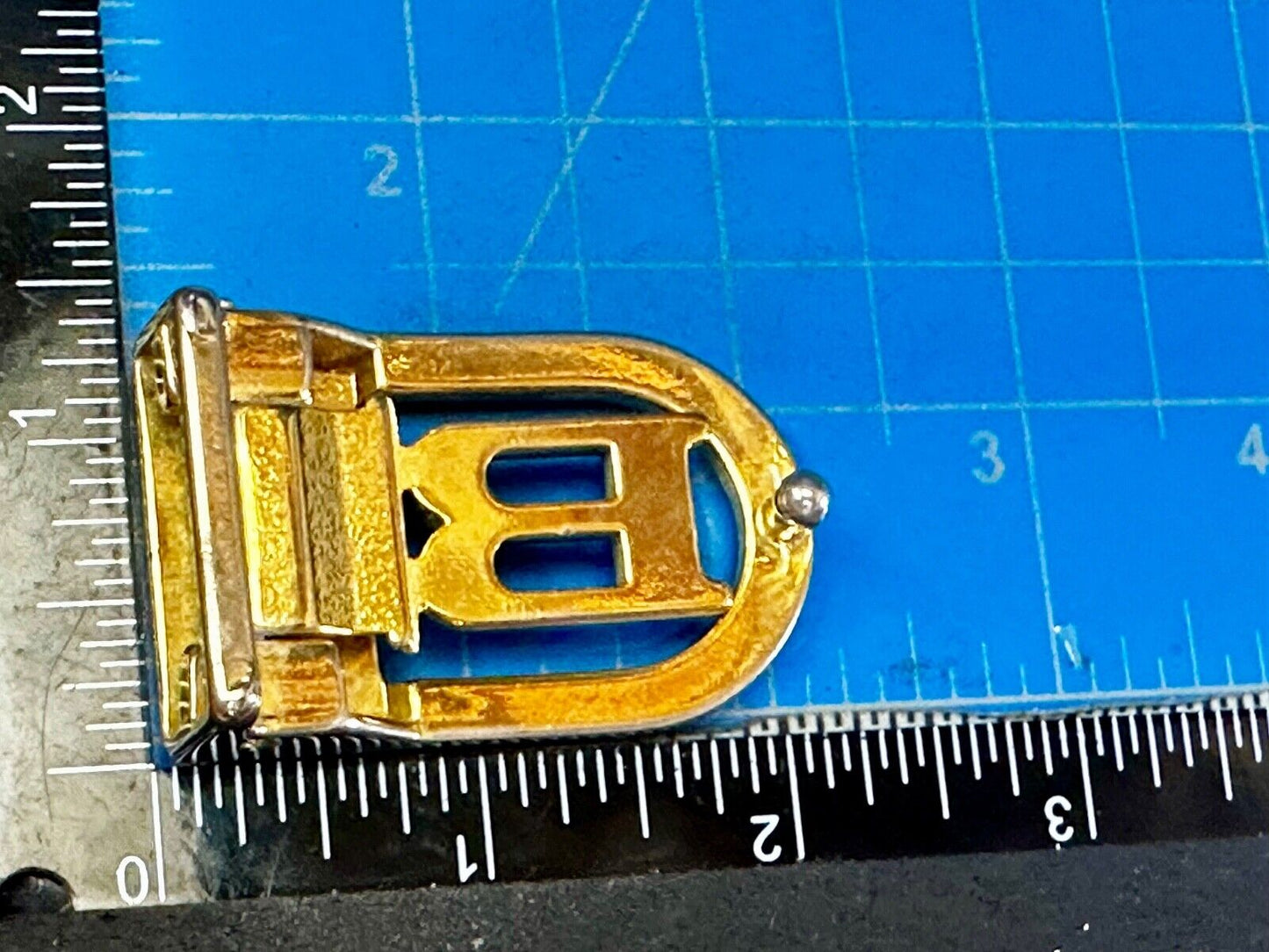 B - Letter Initial Monogram Vintage Gold tone swing arm small belt buckle