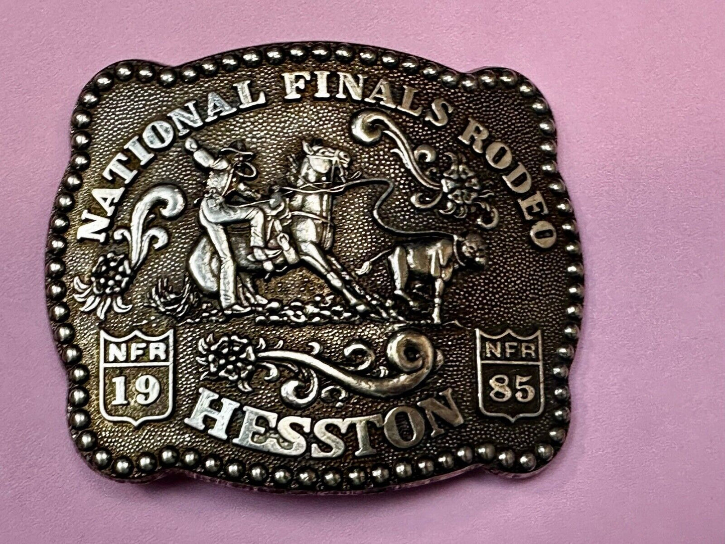 1985 NATIONAL FINALS RODEO NFR NOS ADULT SIZE Cowboys Collectable Belt Buckle