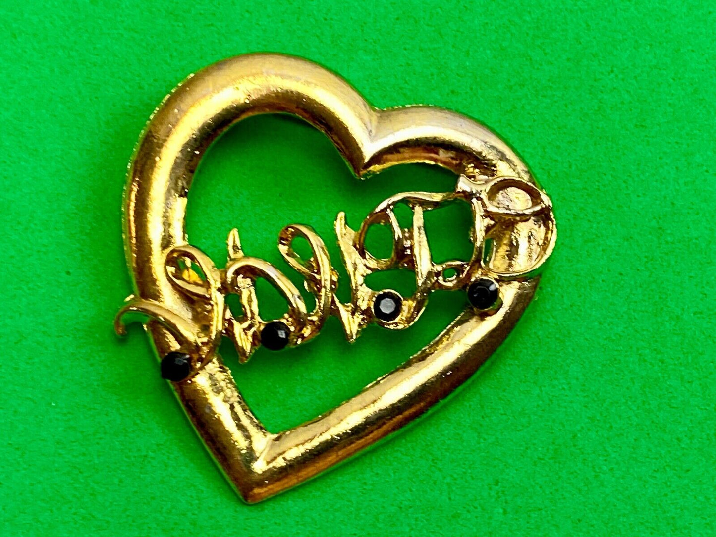 Vintage Brooch Pin WWJD Gold Tone Heart WWJD - What Would Jesus Do