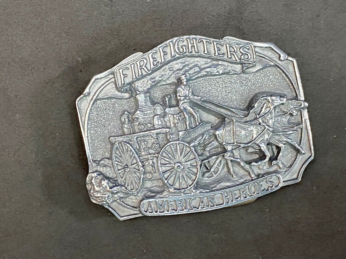 1988 Fire Fighters Firefighters American Heroes Pewter Belt Buckle
