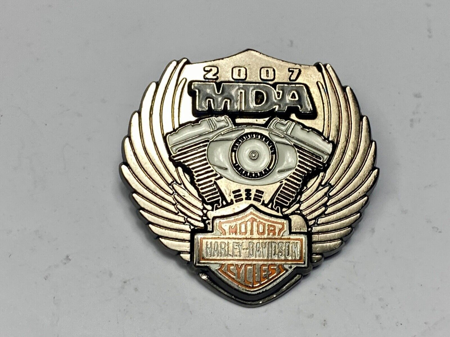 2007 MDR Ride Harley Davidson Motorcycle Collectors pin Engine & Wings
