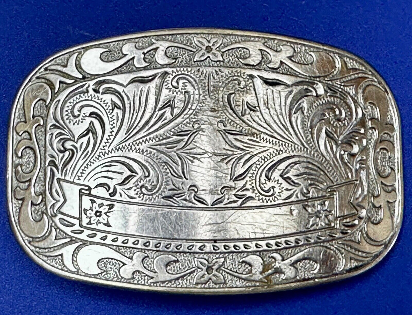 Vintage Blank Award Ribbon Rodeo Trophy Style Ornate Belt Buckle to engrave
